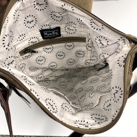 Myra Bag Crossbody Delphine Canvas Hairon Bag Embossed Western Boho Leather Med. - Picture 7 of 8